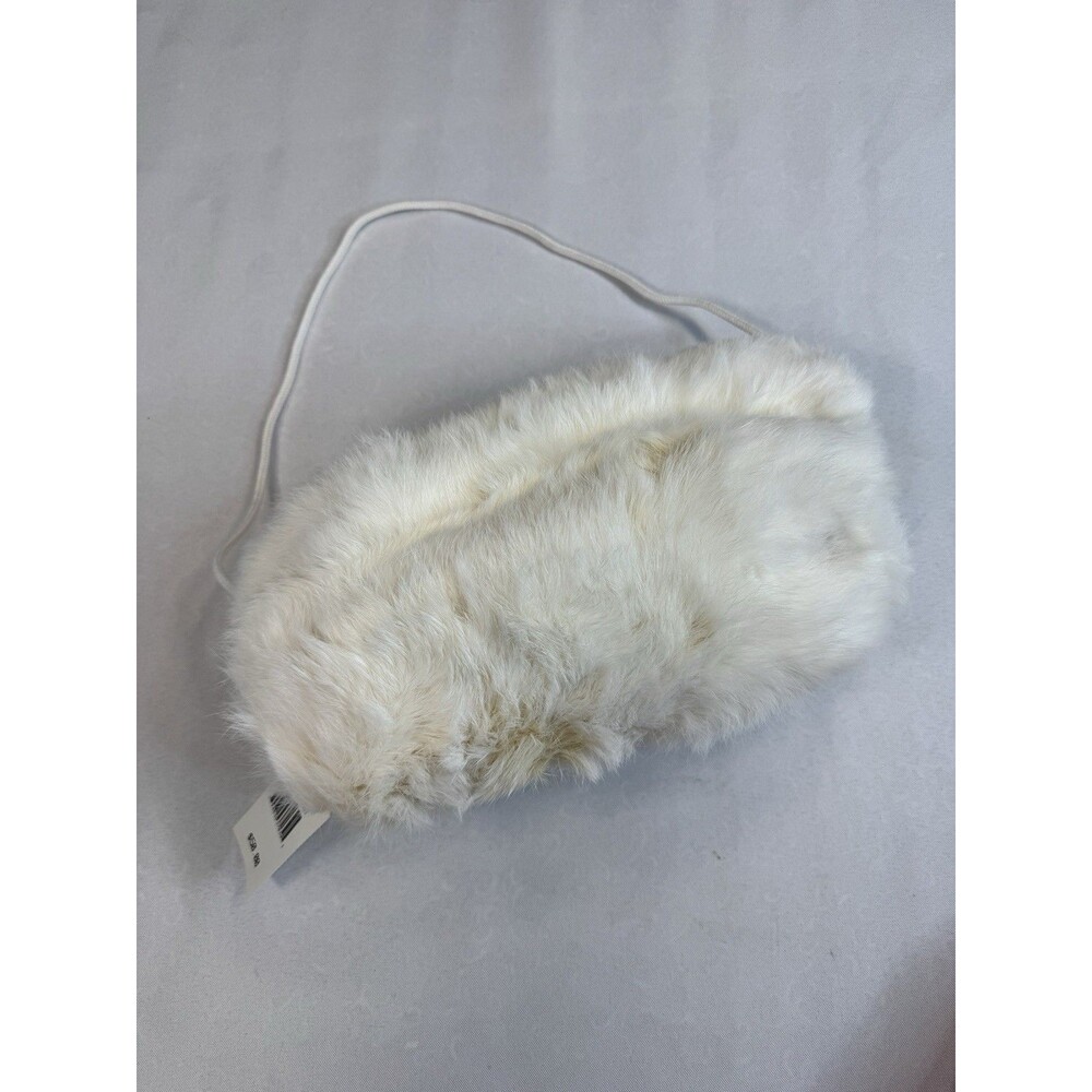 NWT Cejon White Fur Hand Muff Neck Cord Strap Winter Formal Bridal Handwarmer